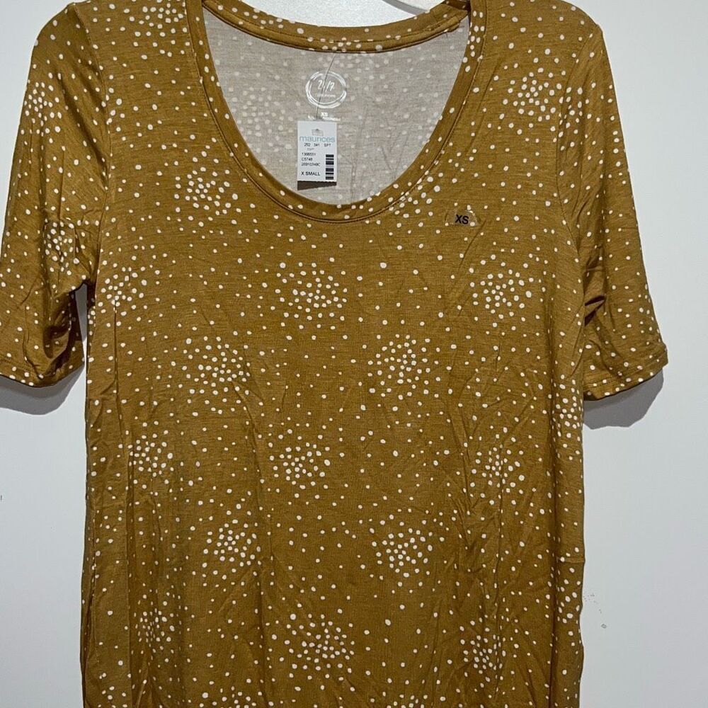 Maurices 24/7 Women's Yellow Gold Stretch Jersey Knit Flawless Tunic Tee XS NWT